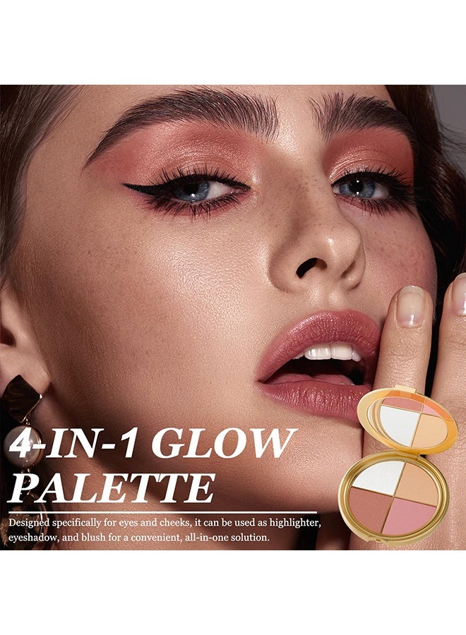 zephoco 2 in 1 Highlighting Eye and Cheek Palette,Eye & Cheek Palette - Eyeshadow And Highlighter Makeup, Makeup Palettes Contour Kit, Shimmer Glow Face Highlighter Palette For Women Face, Natural Glow Contour Powder - Image 2